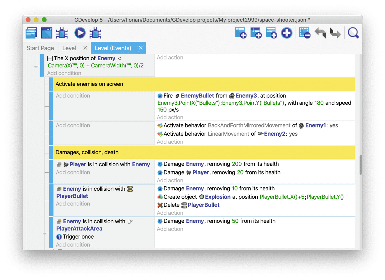 GDevelop's intuitive Event system.