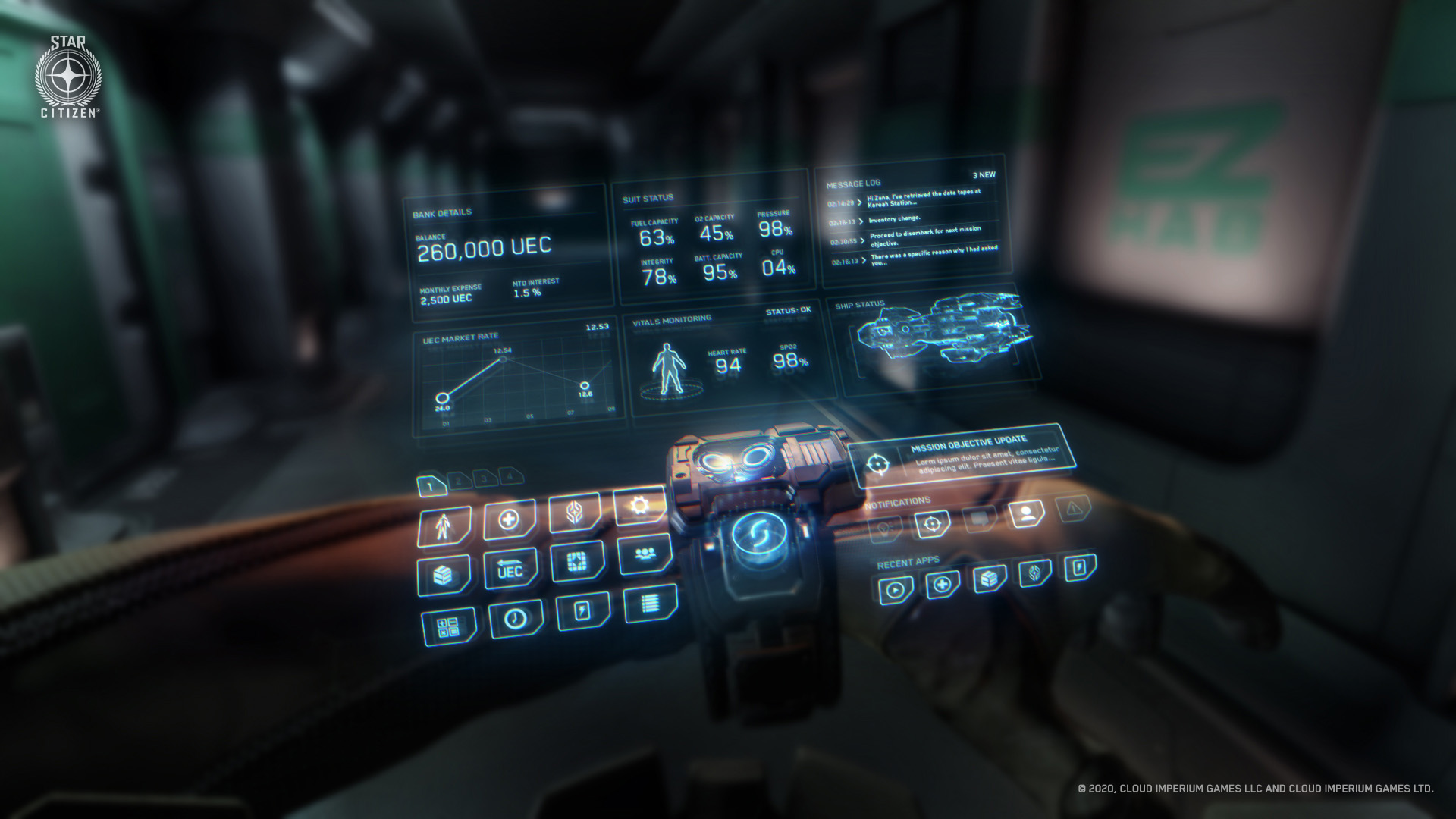 StarCitizen UI Mobiglass Concept