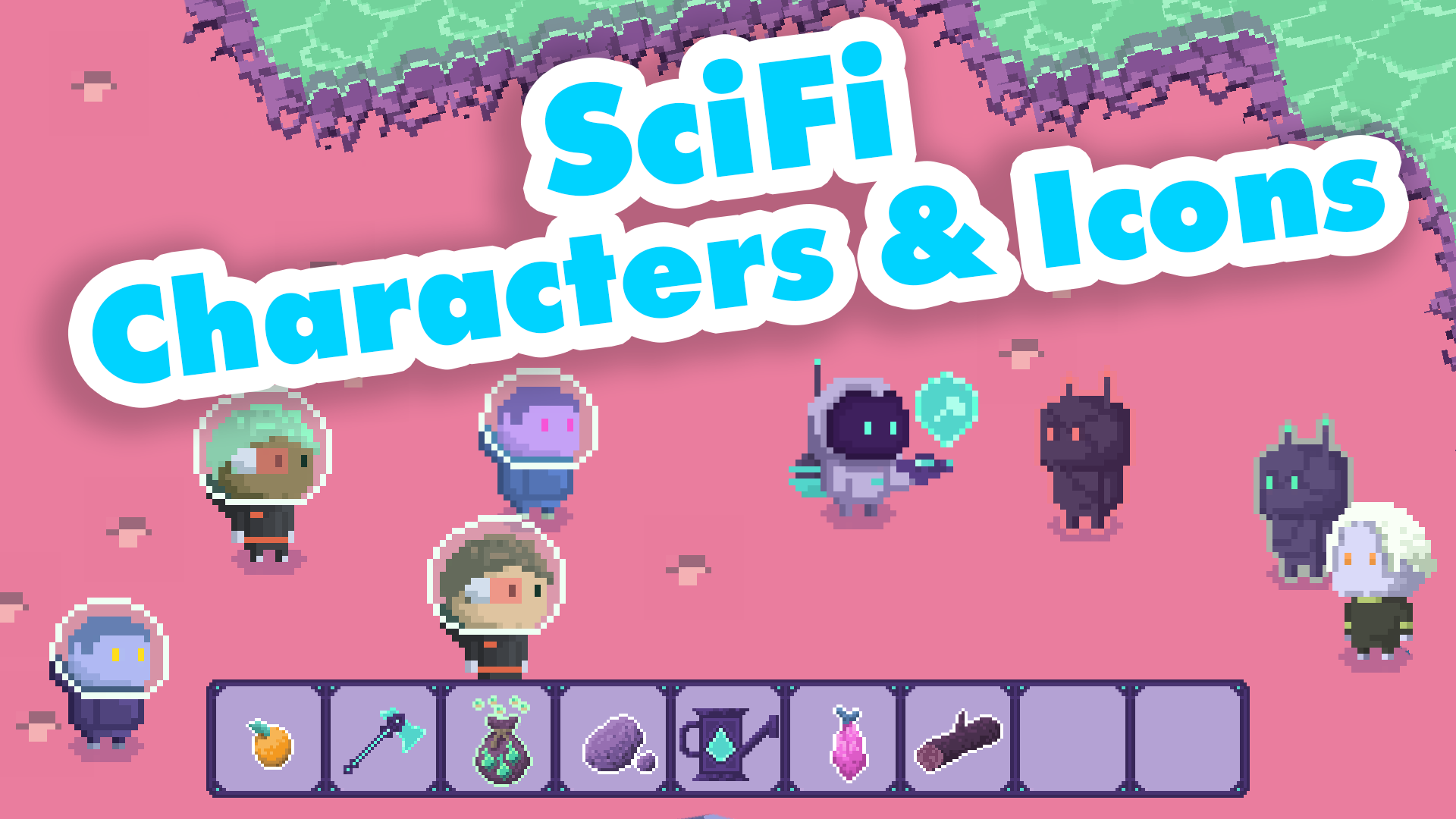 Screenshot of Sci-Fi Space Village Characters and Icons