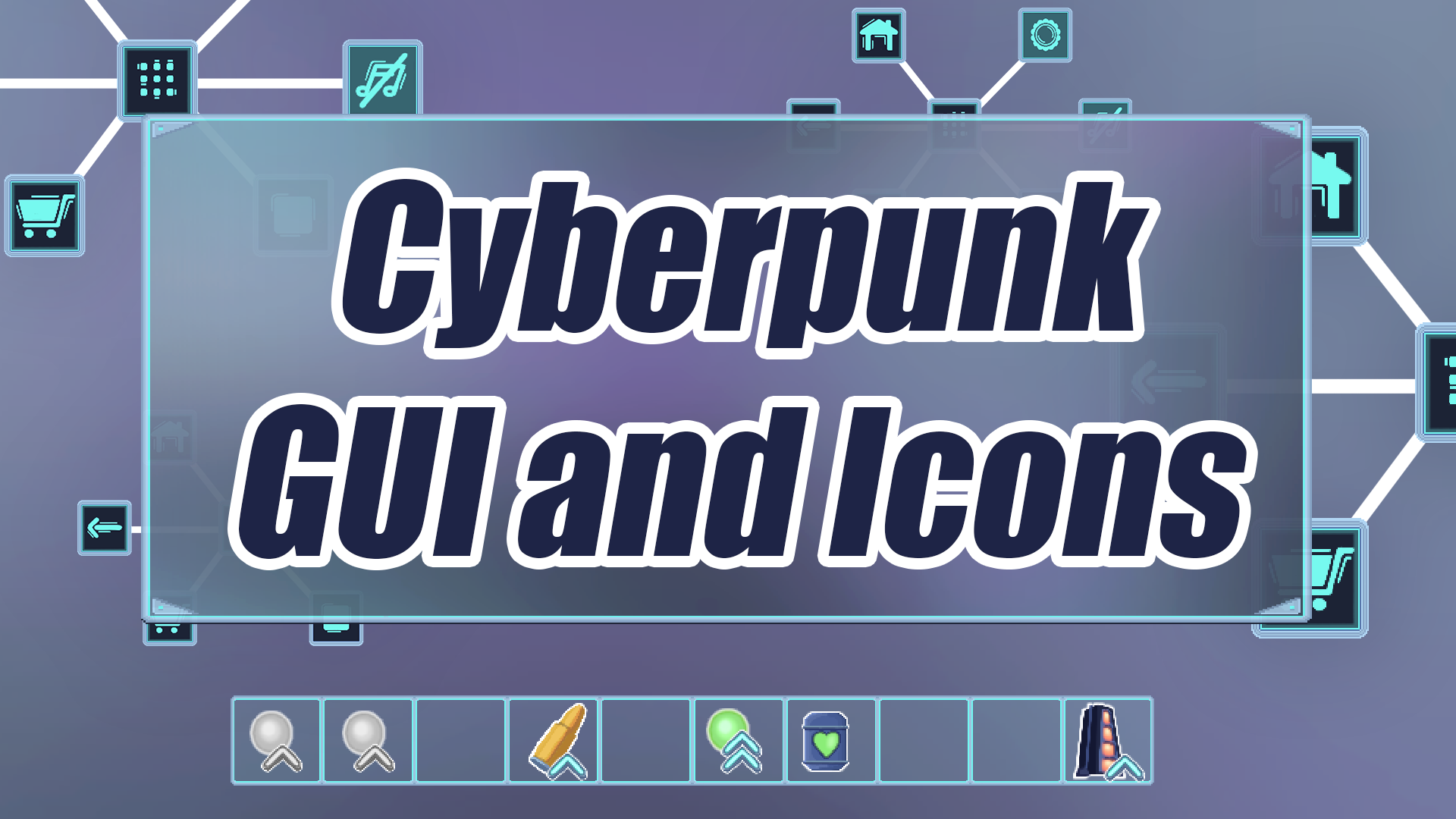 Screenshot of Cyberpunk Neon World GUI and Icons